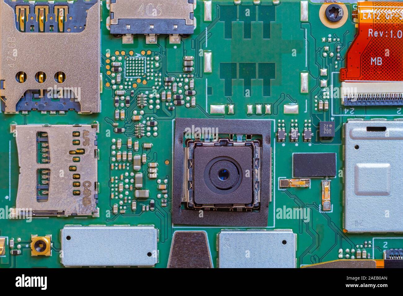 Electronics inside a smartphone Stock Photo