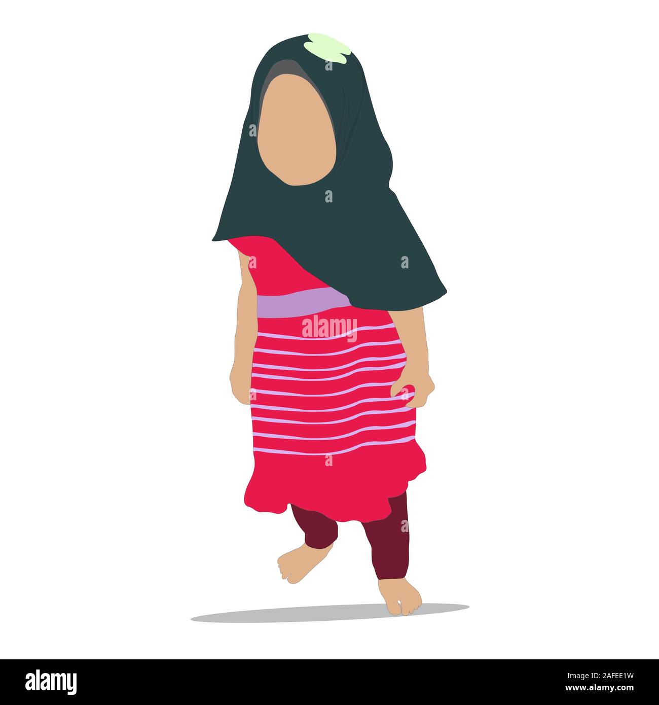 Vector Little muslim girl with hijab. Kid with beautiful dressing Stock Vector