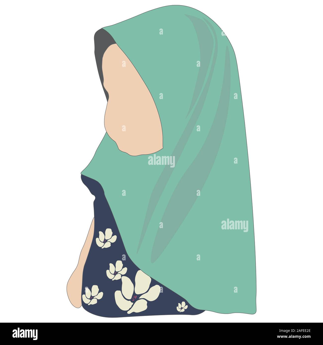 Vector Little muslim girl with hijab. Kid with beautiful dressing Stock Vector