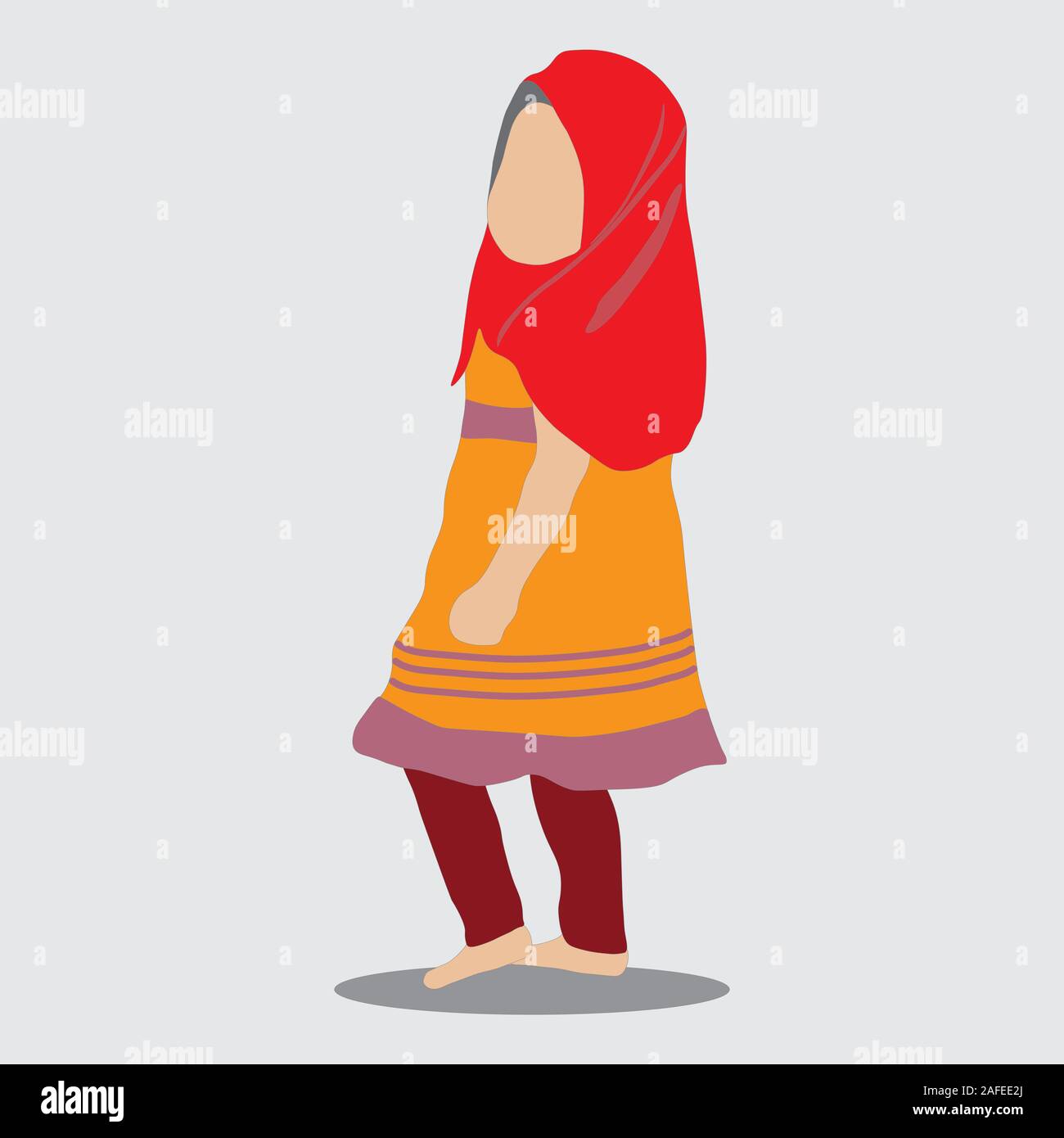 Vector Little muslim girl with hijab. Kid with beautiful dressing Stock Vector