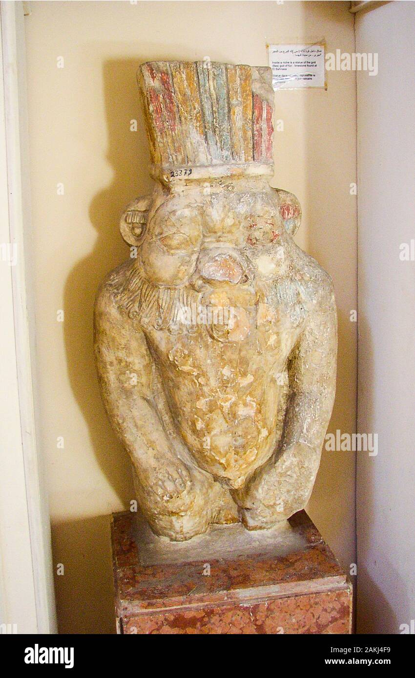 Egypt, Alexandria, Graeco-Roman Museum, statue of the god Bes. Depicted as a dwarf, he was the protector of pregnant women and young children. Stock Photo