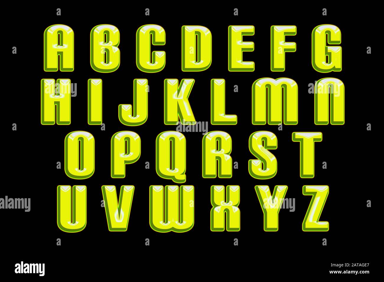 Chrome text effect alphabet font Stock Photo - Alamy