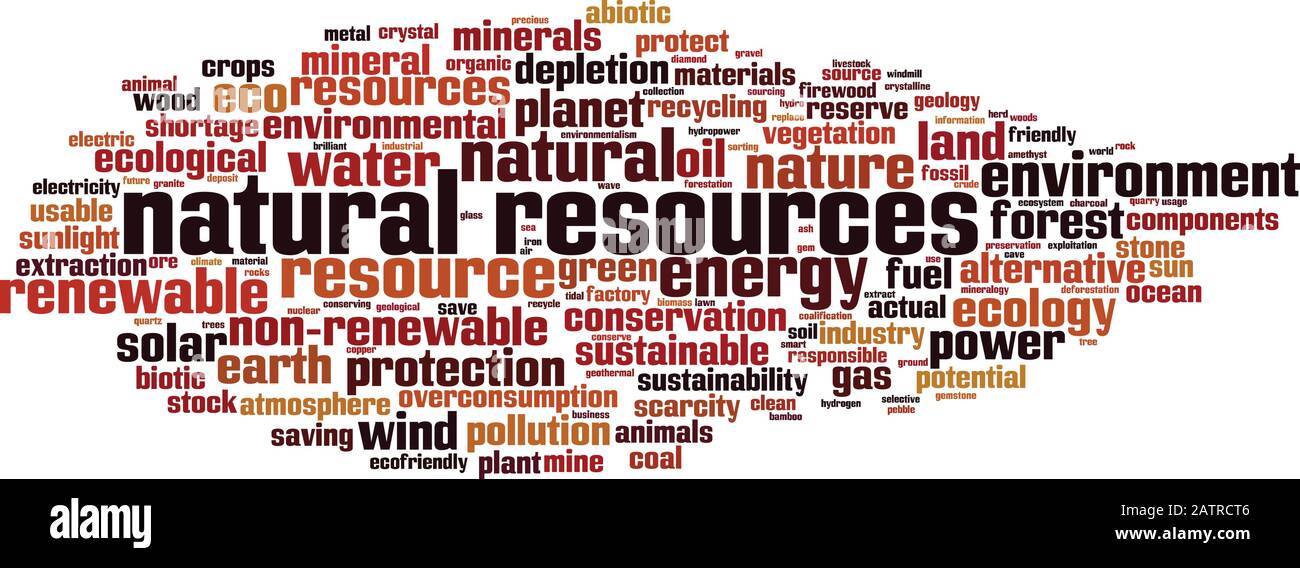 Natural resources word cloud concept. Collage made of words about natural resources. Vector illustration Stock Vector