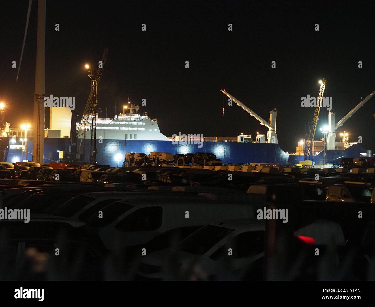 Sheerness, Kent, UK. 5th Feb, 2020. The controversial Saudi arms ship 'Bahri Yanbu' docked in the Port of Sheerness this evening. The ship was originally due to dock at Antwerp a few days ago, and then Tilbury, but both were abandoned due to protesters. Credit: James Bell/Alamy Live News Stock Photo