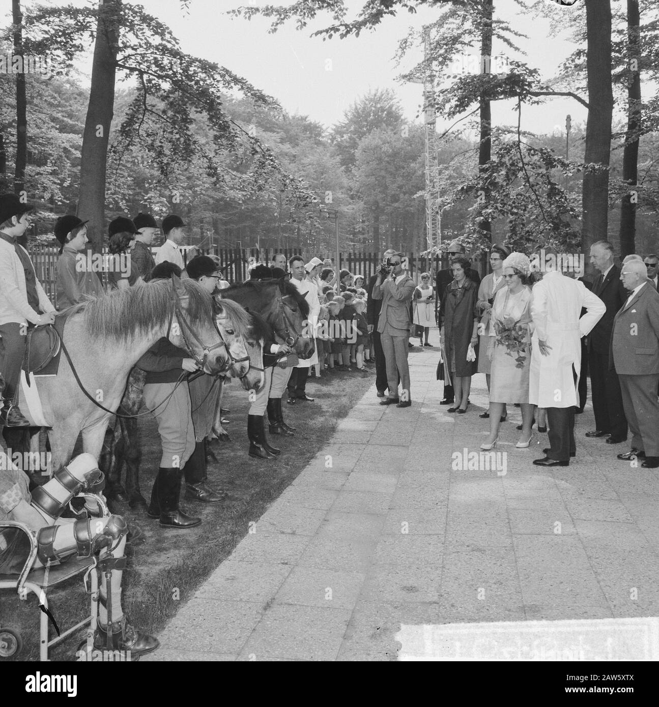 Princess Beatrix opened farm field Johanna Foundation in Arnhem, The Princess in the pony car beside her the medical director A. Klapwijk Date: May 22, 1964 Location: Arnhem , Gelderland Keywords: farms, princesses Person Name: Beatrix, princess, Klapwijk, Arie Stock Photo