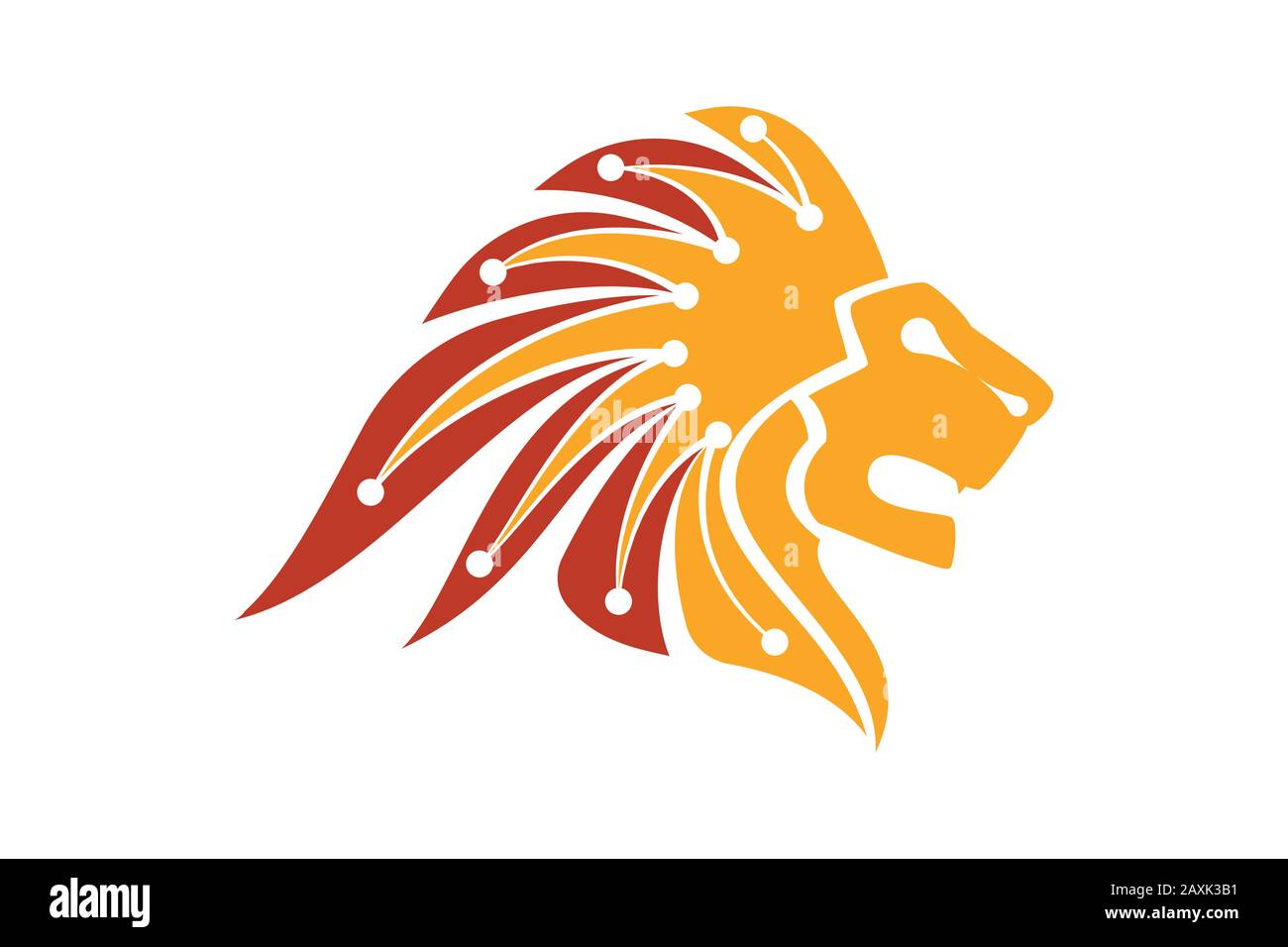 Lion Head Logo Vector Template Illustration Design, Wild Lion Head Mascot Stock Vector