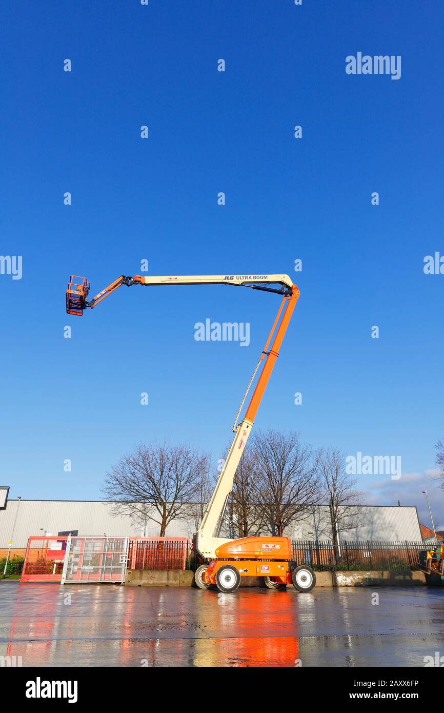 JLG 1250 AJP Ultra Boom Articulated Telescopic Boom Lift which reaches 125ft Stock Photo