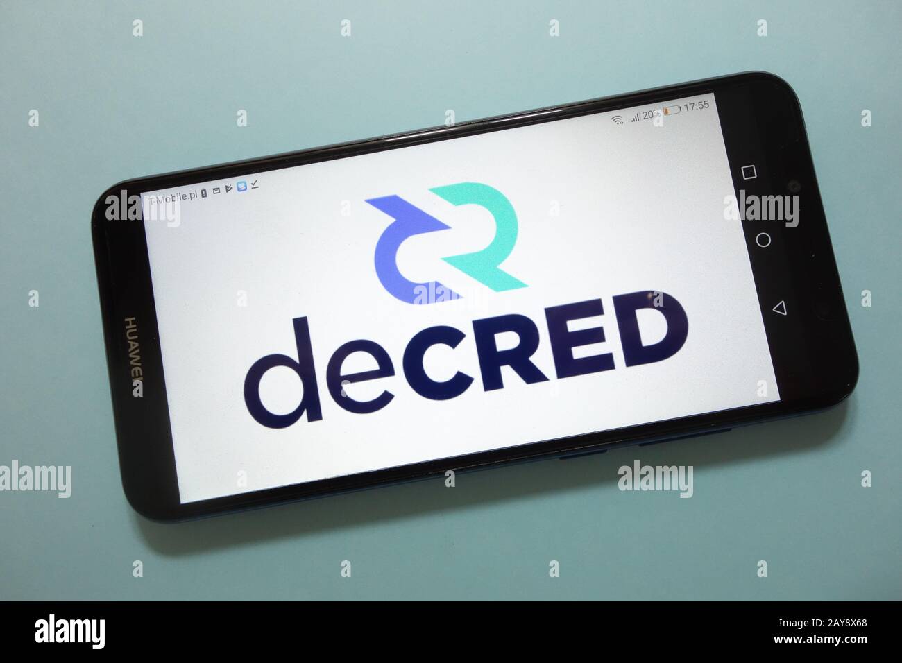 Decred (DCR) cryptocurrency logo displayed on smartphone Stock Photo