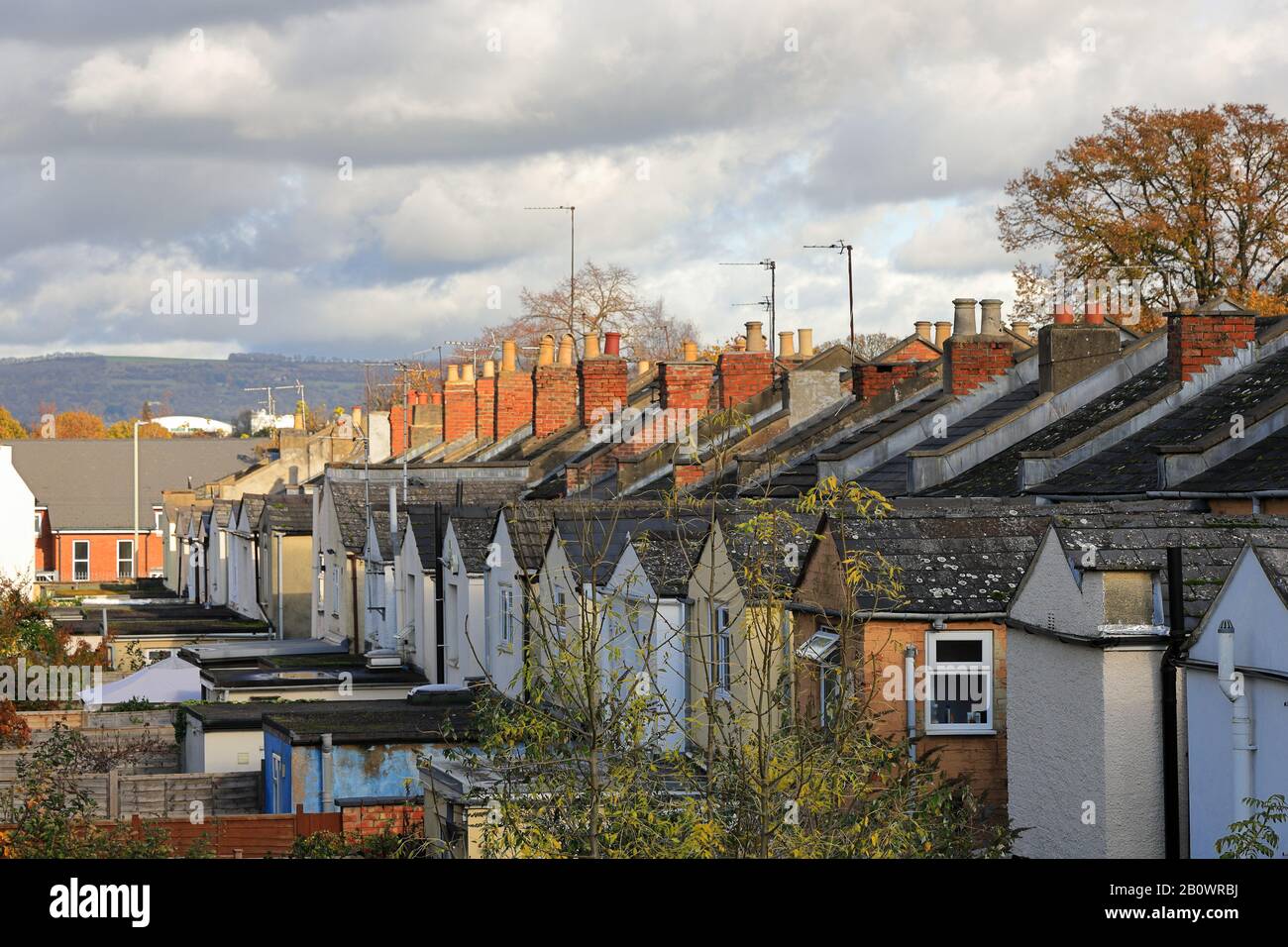 The backs of Victorian terraced houses UK Stock Photo