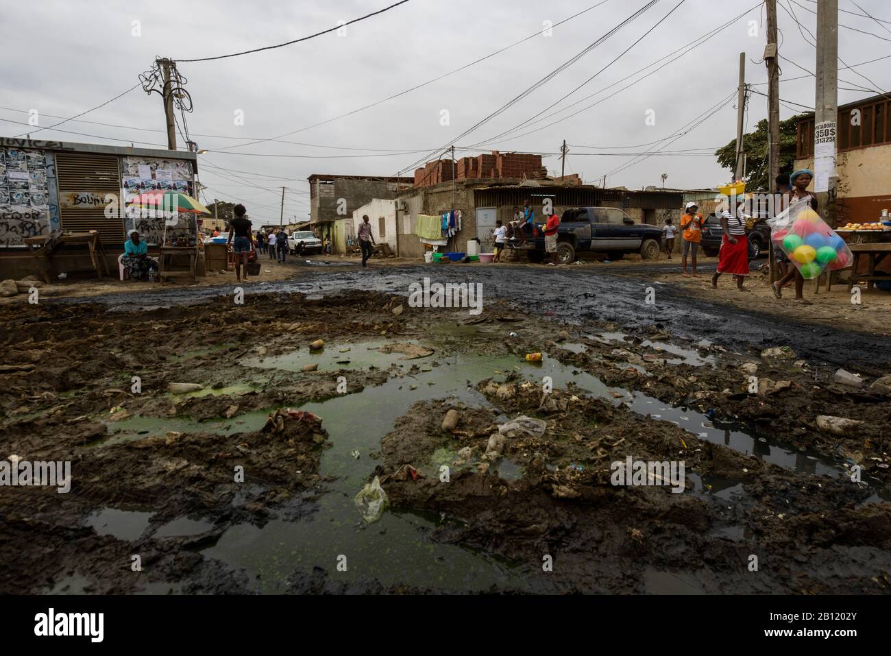 Living in Bairro Rangel, a museq, slum of Luanda, Angola, Africa Stock Photo