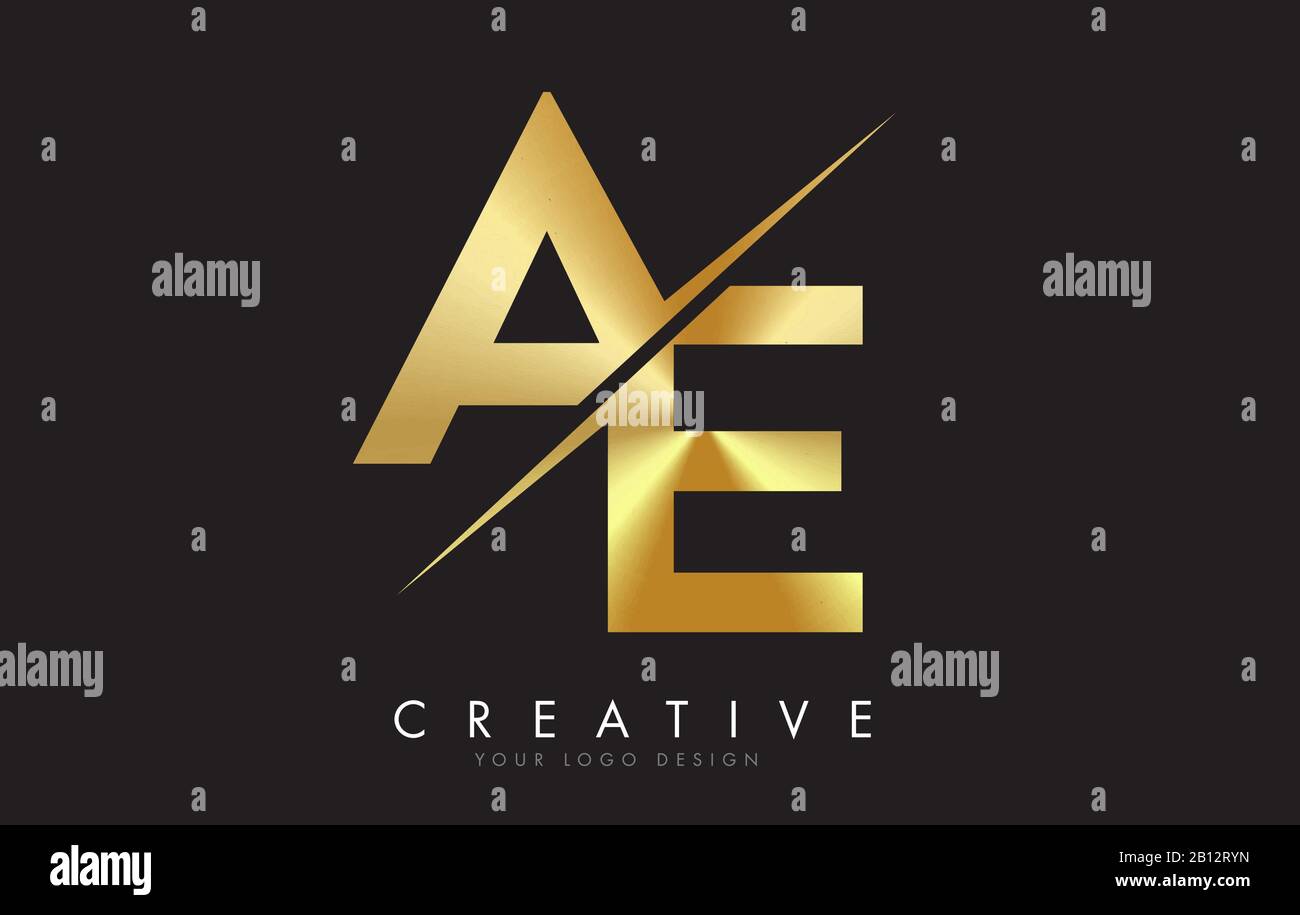 AE A E Golden Letter Logo Design with a Creative Cut. Creative logo ...