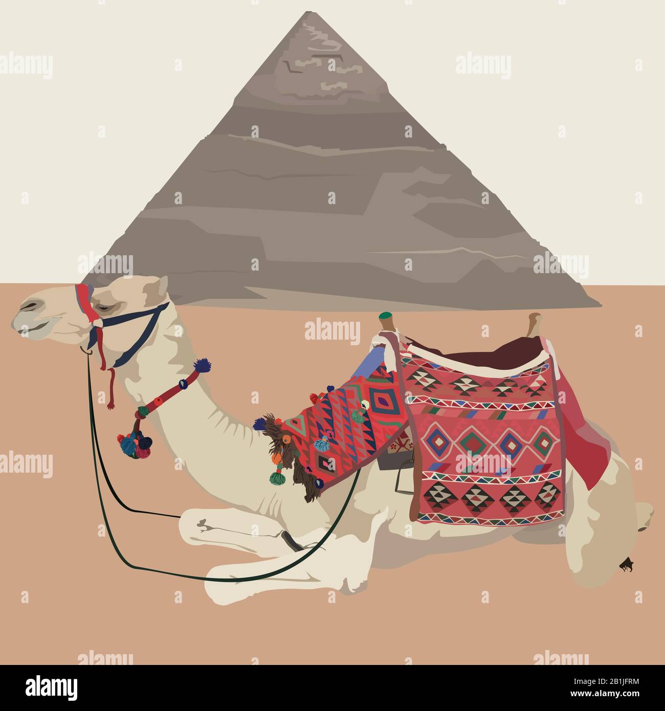 Egyptian pyramid, Giza, Cairo and camel, vector illustration Stock Vector