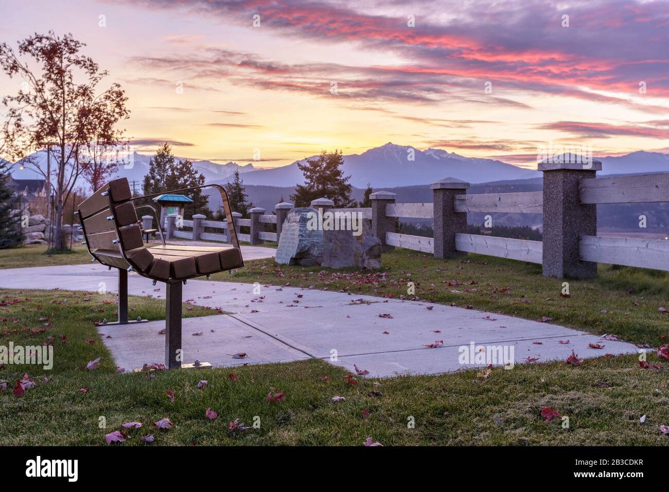 Sunset Radium Hot Springs. Autumn. Great view. Stock Photo