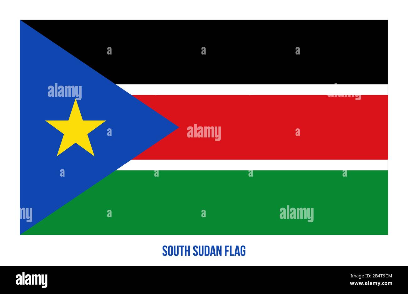 South Sudan Flag Vector Illustration on White Background. South Sudan National Flag. Stock Photo