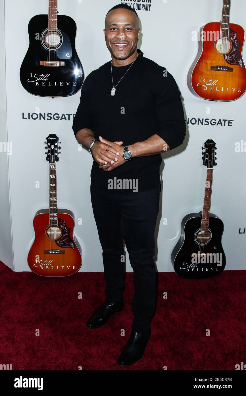 HOLLYWOOD, LOS ANGELES, CALIFORNIA, USA - MARCH 07: Devon Franklin arrives at the Los Angeles Premiere Of Lionsgate's 'I Still Believe' held at ArcLight Cinemas Hollywood on March 7, 2020 in Hollywood, Los Angeles, California, United States. (Photo by Xavier Collin/Image Press Agency) Stock Photo