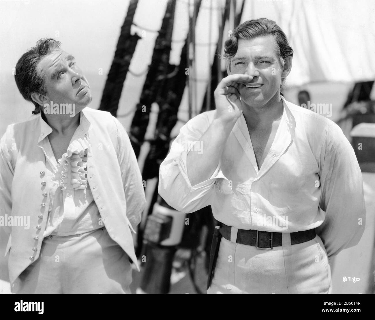 CHARLES LAUGHTON as Captain Bligh and CLARK GABLE as Fletcher Christian in MUTINY ON THE BOUNTY 1935 director FRANK LLOYD book Charles Nordhoff and James Norman Hall Metro Goldwyn Mayer Stock Photo