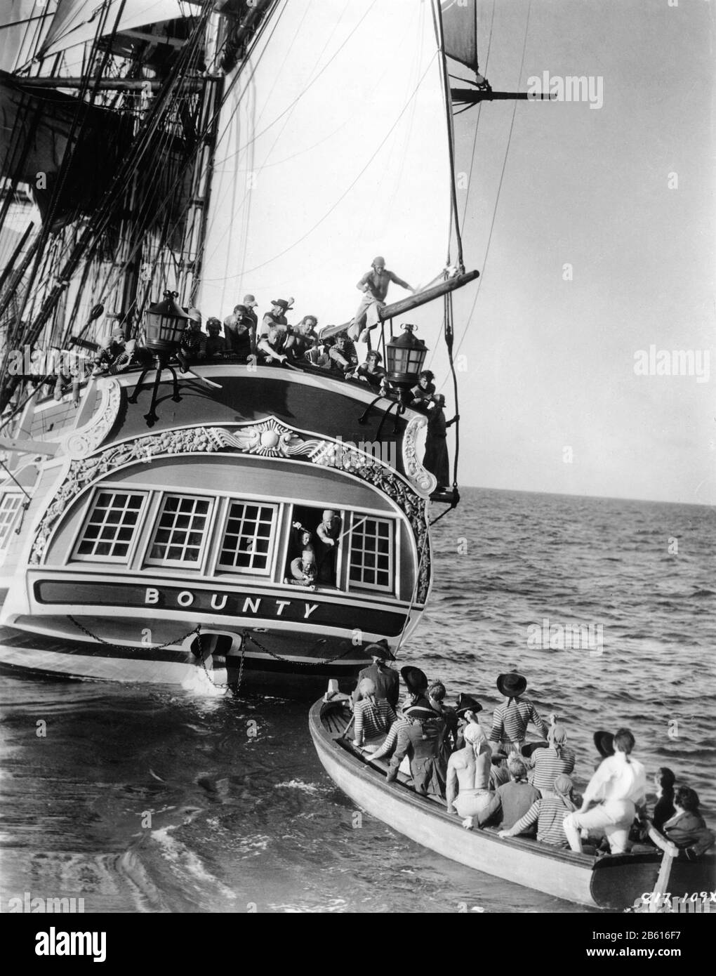 Captain Bligh cast adrift in an open boat from H.M.S. Bounty in MUTINY ON THE BOUNTY 1935 director FRANK LLOYD book Charles Nordhoff and James Norman Hall Metro Goldwyn Mayer Stock Photo