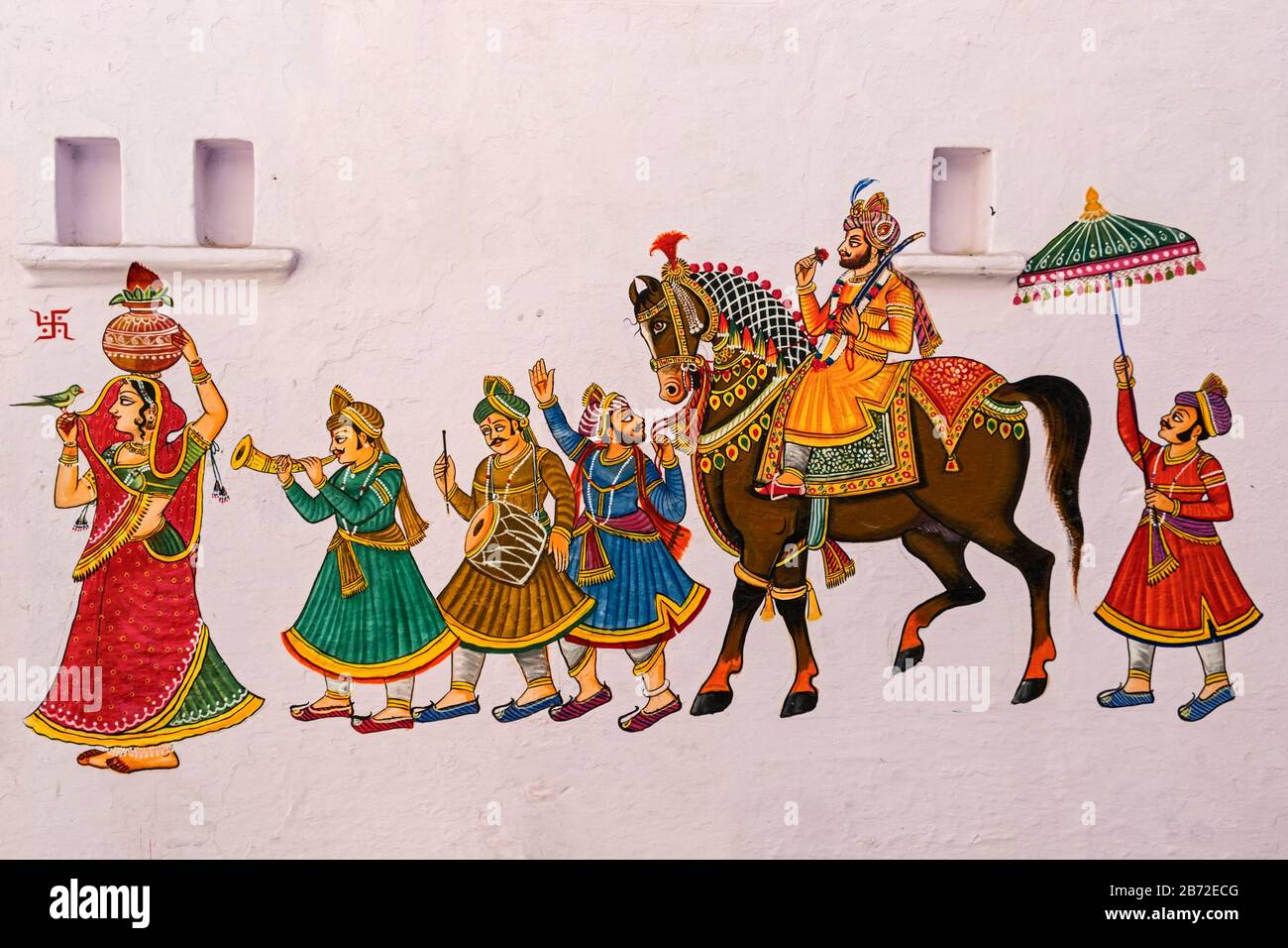 Wall painting Udaipur Rajasthan India Stock Photo