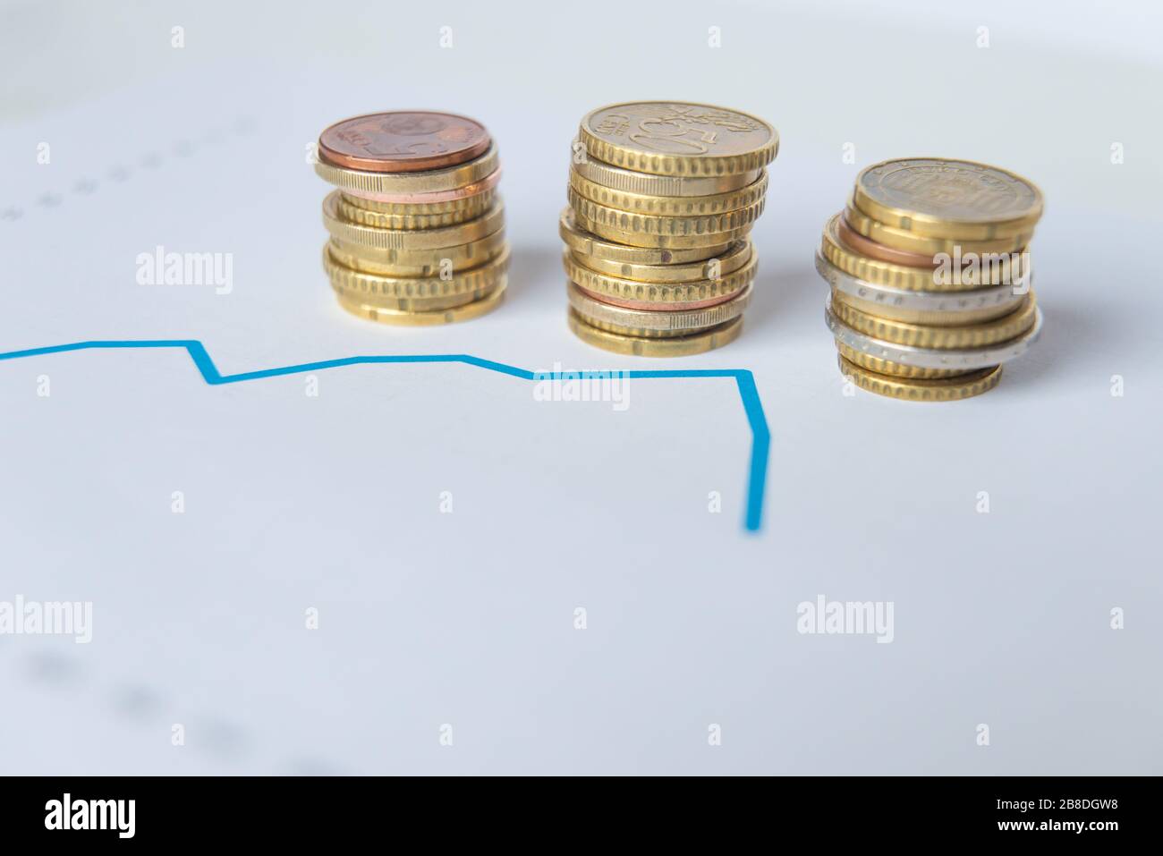 Stock exchange performance and value of the money Stock Photo