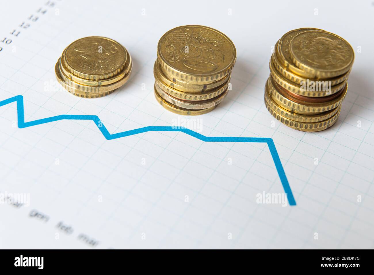 Stock exchange performance and value of the money Stock Photo