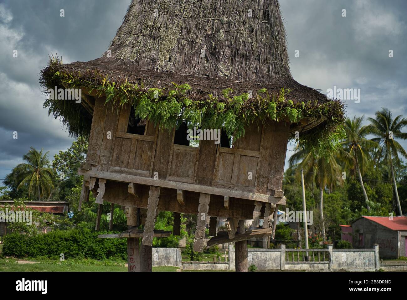 Traditional wooden construction of Fataluku people in Lospalos, Lauten. Timor Leste (East Timor). Stock Photo