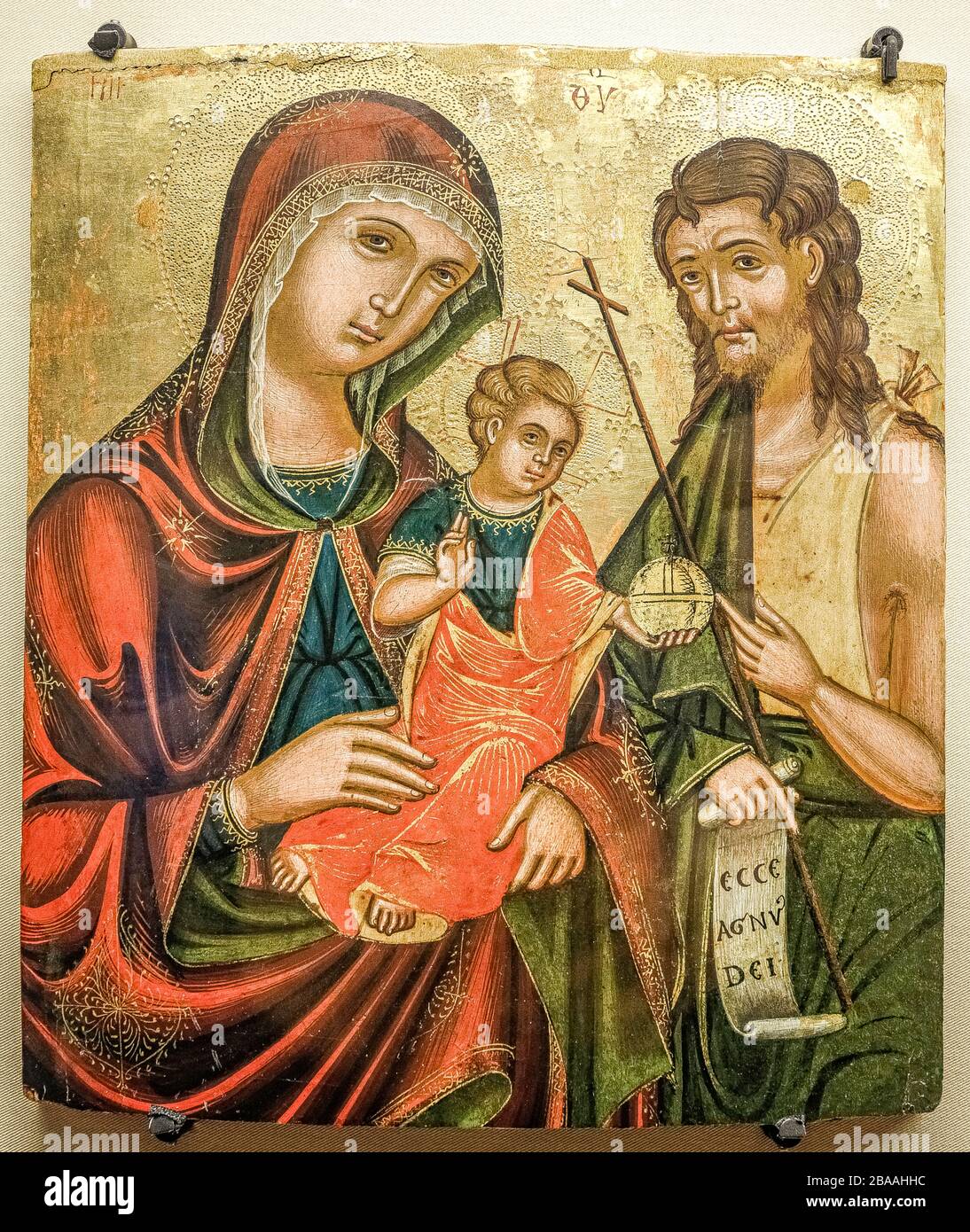 Italy - Emilia Romagna - Ravenna - National Museum -  Mother of consolation and Saint John the Baptist. Cretese painter Stock Photo