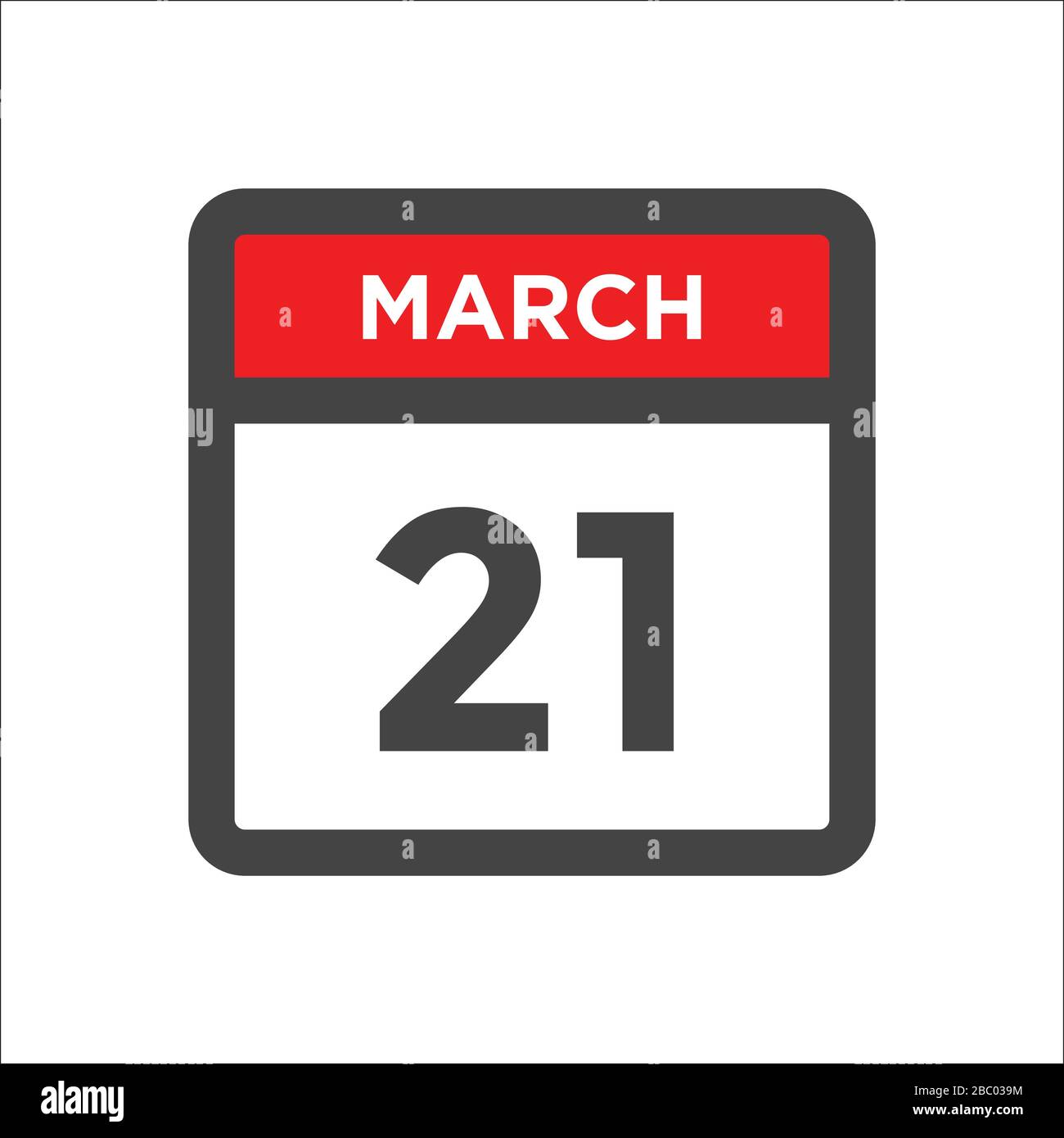 March 21 calendar icon - day of month Stock Vector