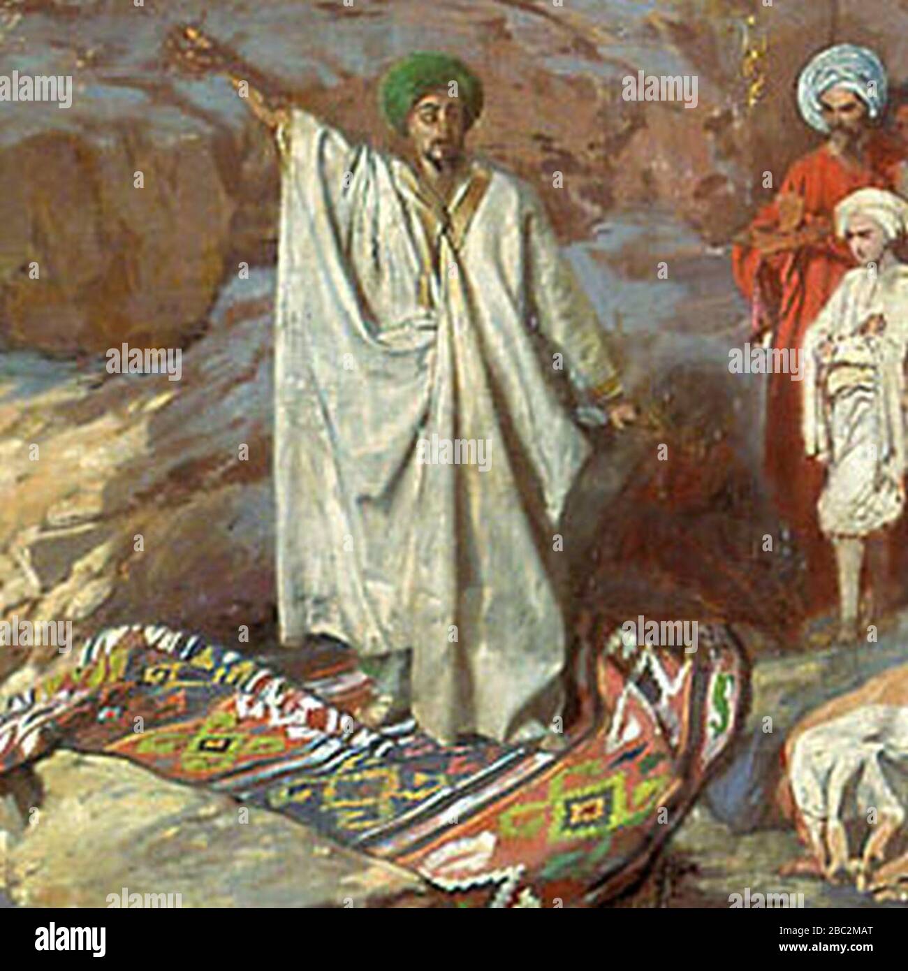 Grigory Gagarin. This Russian painting from 1840-1850 shows prophet Muhammad preaching. Stock Photo