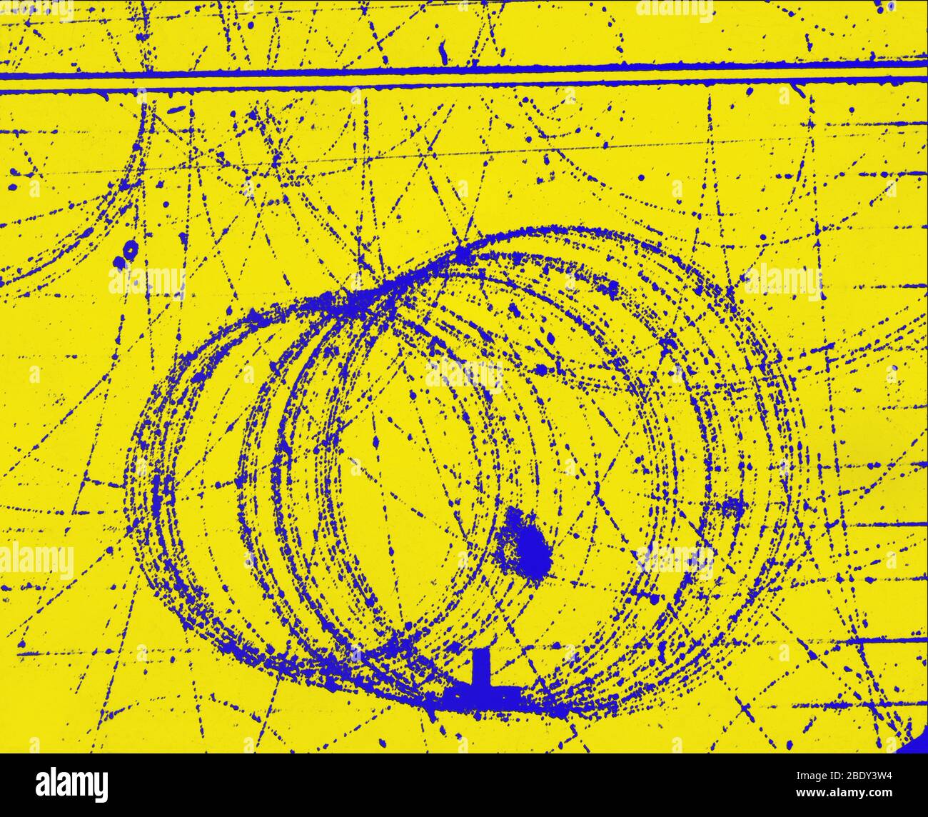 Cloud Chamber Event, Electron and Positron Stock Photo