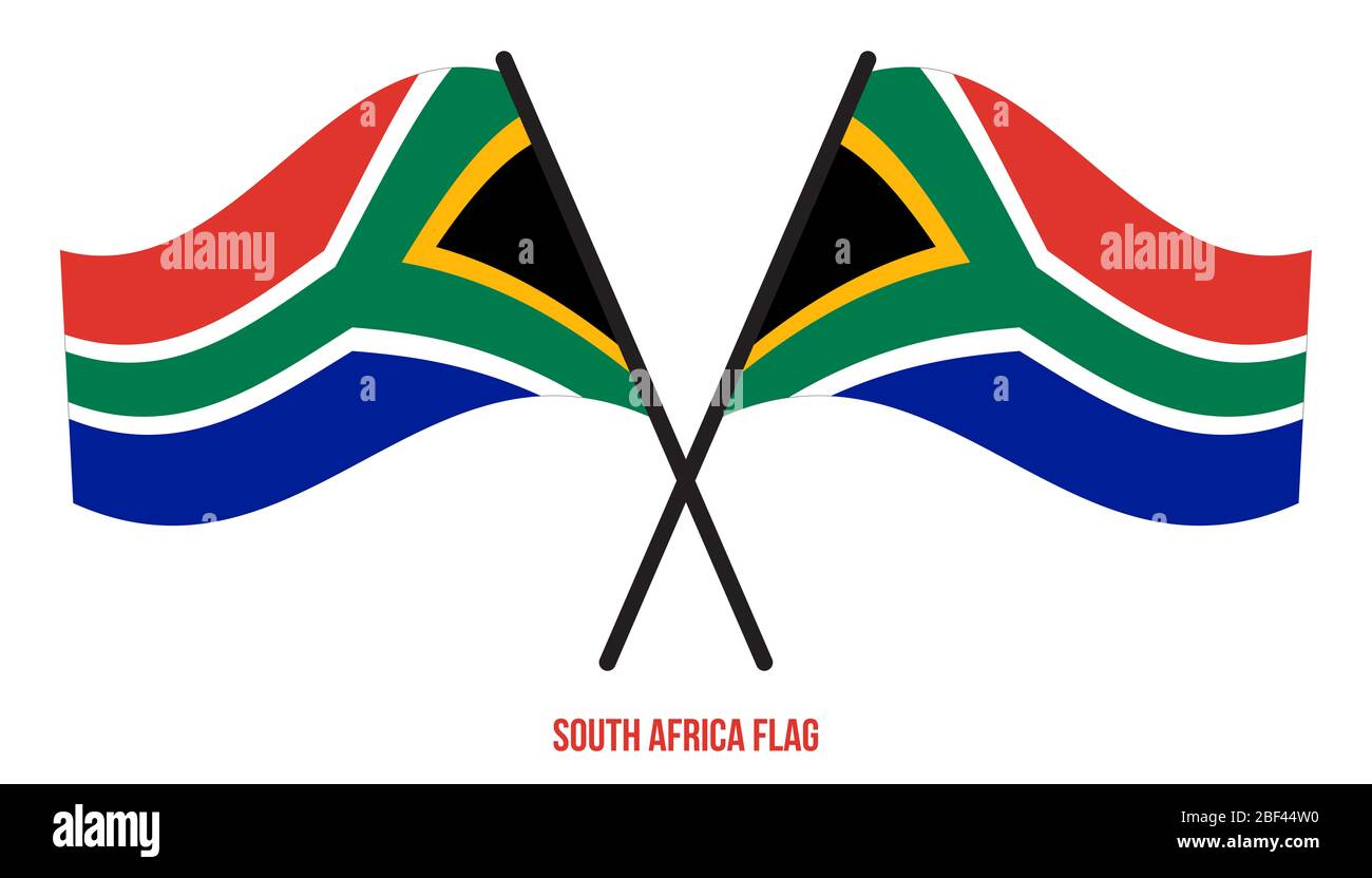 South Africa Flag Waving Vector Illustration on White Background. South Africa National Flag. Stock Photo