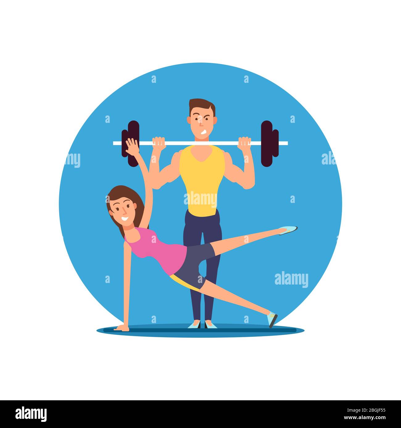 Fitness fun person vector cartoon characters icon isolated on white. Flat sport motivation illustration Stock Vector