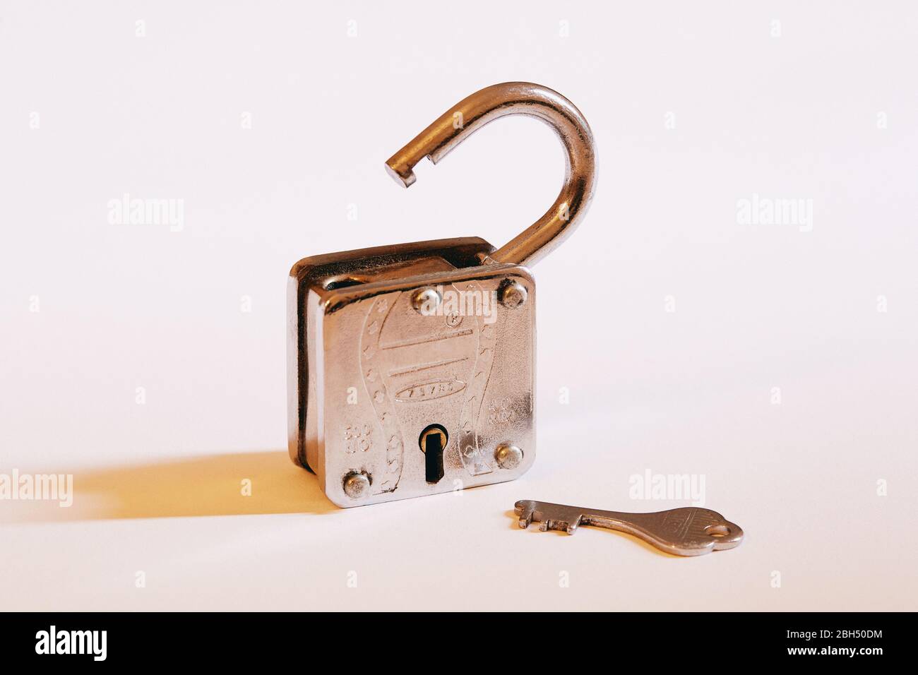 Padlock and key Stock Photo