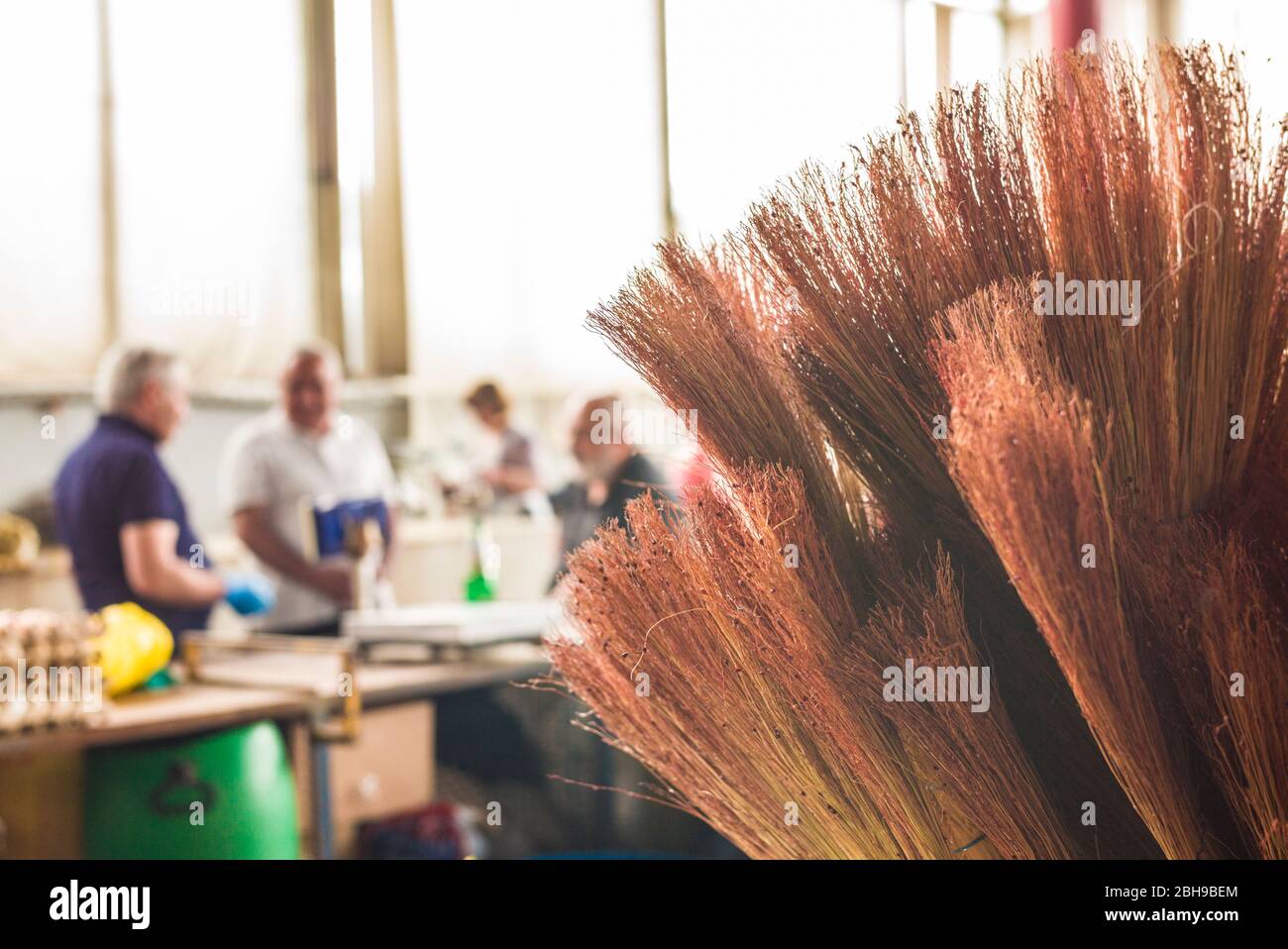 Armenia, Yerevan, G.U.M. Market, food market hall, handmade brooms Stock Photo