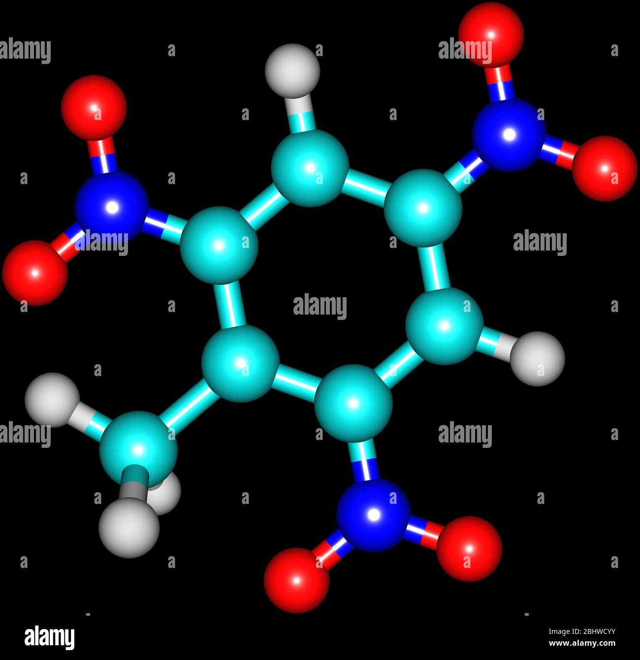 Trinitrotoluene or TNT is known as a useful explosive material with convenient handling properties Stock Photo