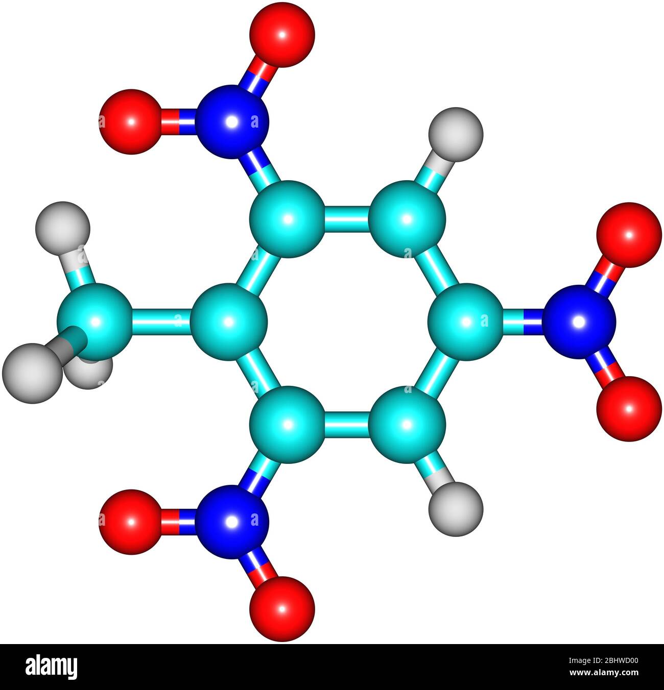 Trinitrotoluene or TNT is known as a useful explosive material with convenient handling properties Stock Photo