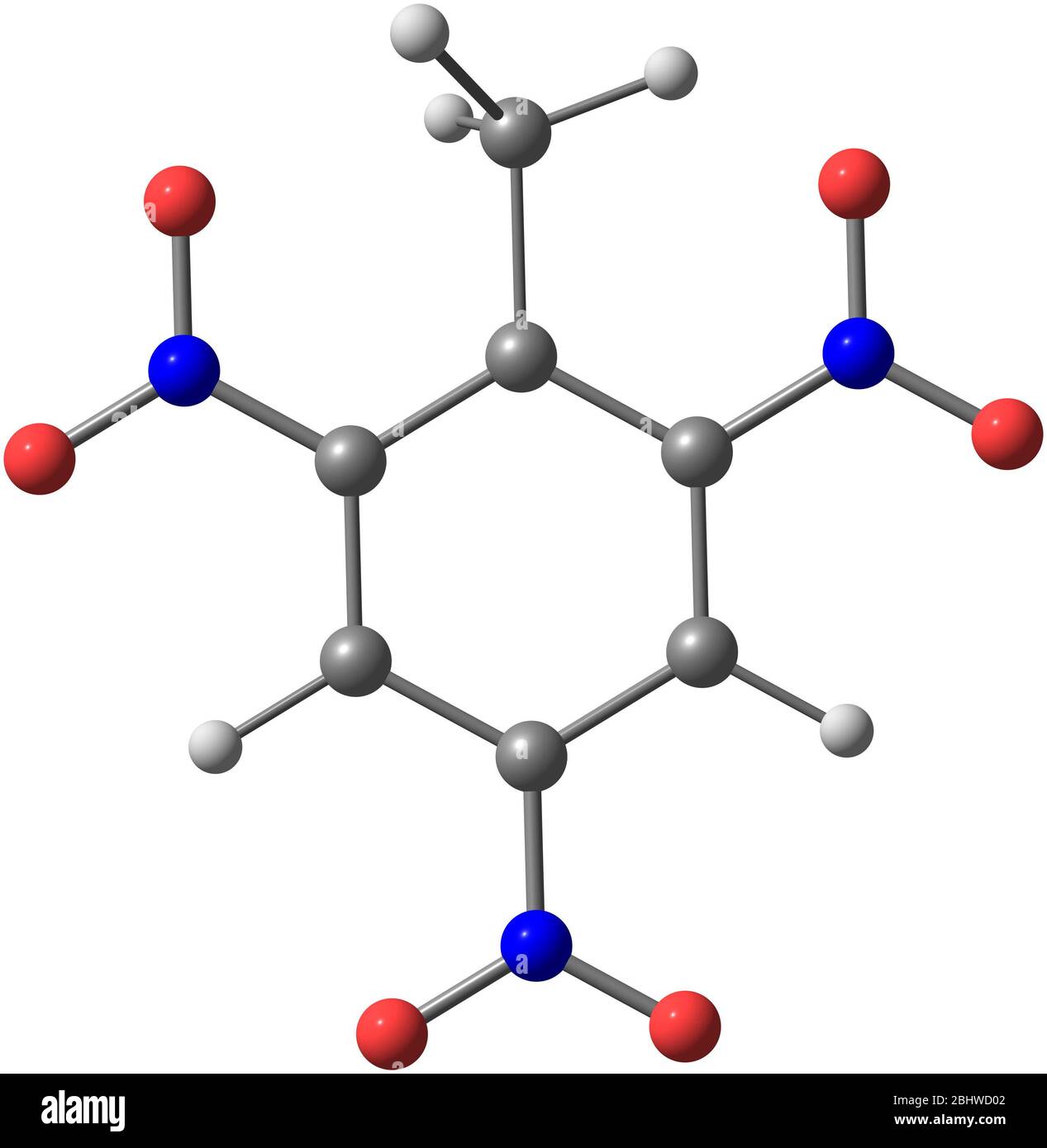 Trinitrotoluene or TNT is known as a useful explosive material with convenient handling properties Stock Photo