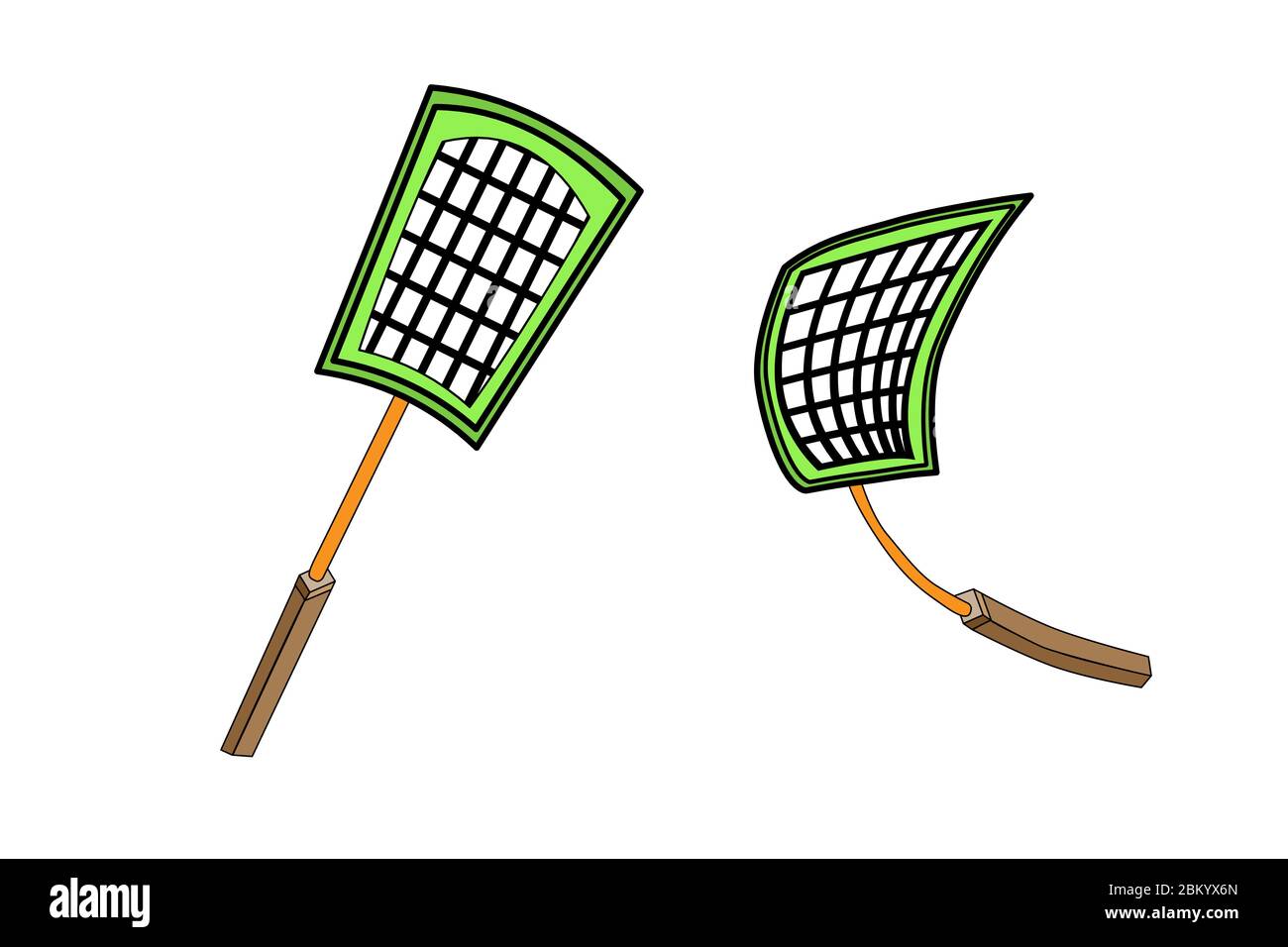 Fly swatter isolated on white background. Tool for the destruction of insects at home. Insect killing tool icon. Palette to kill mosquitoes. Vector Stock Vector