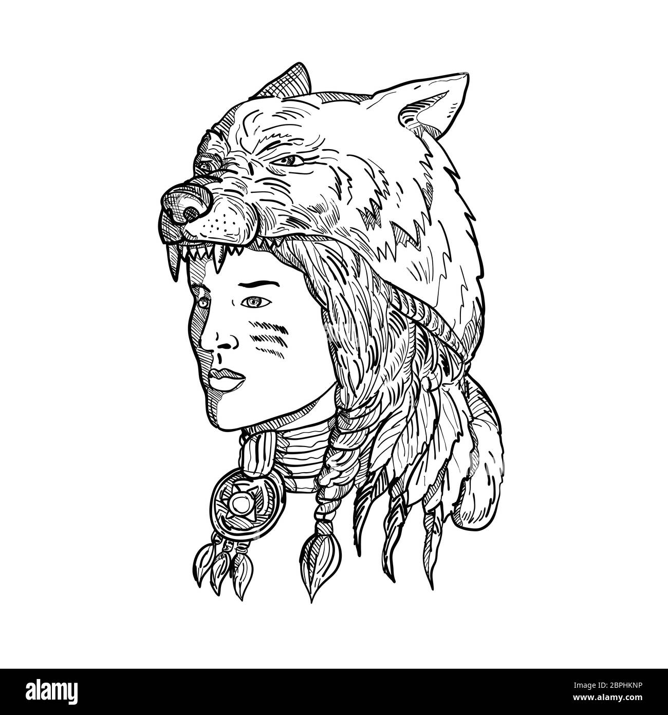 Indian Wolf Headdress Tattoo