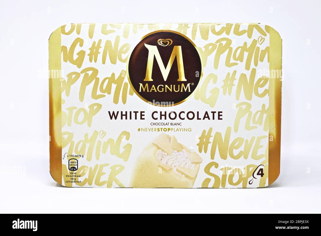 Magnum White Chocolate Ice Cream Stock Photo