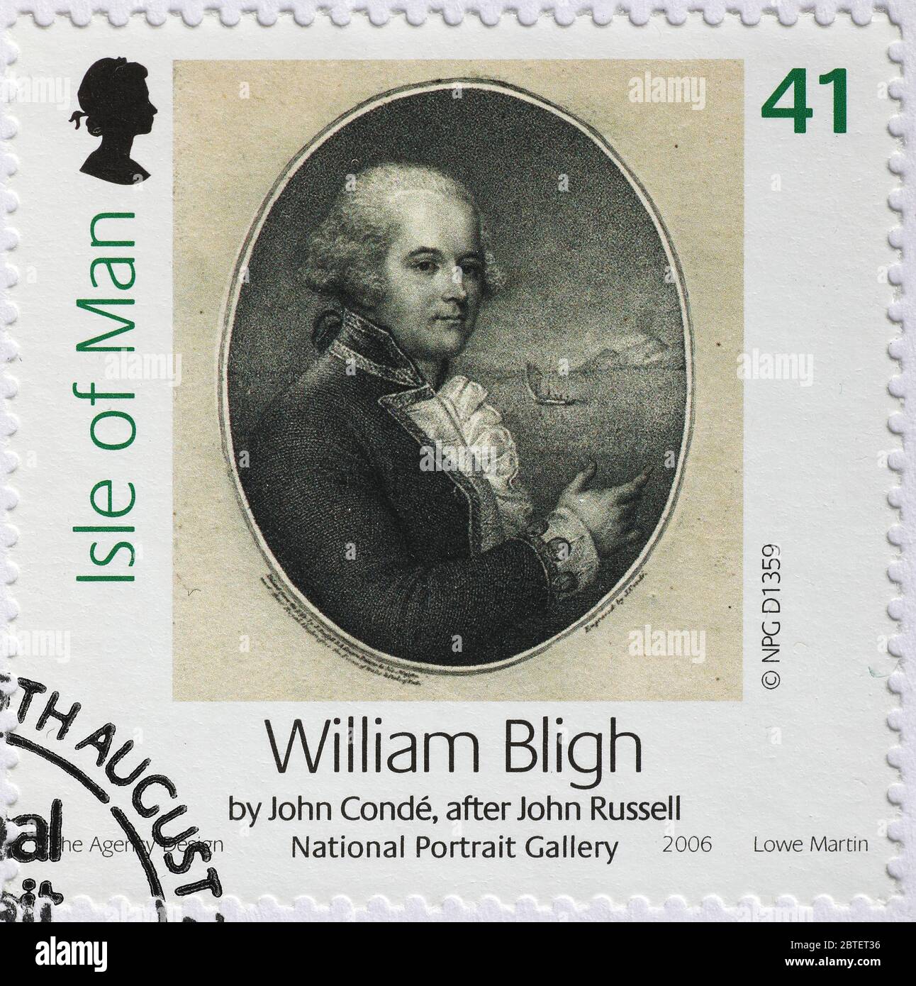 Portrait of William Bligh on british postage stamp Stock Photo