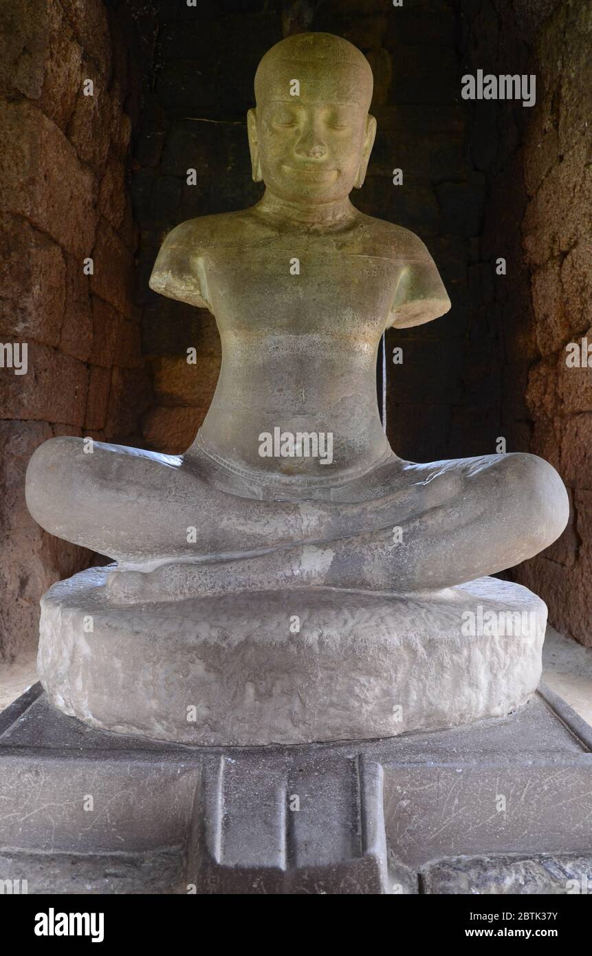 Sculptured corpus of King Jayavarman VII at Phimai Historical Park Stock Photo