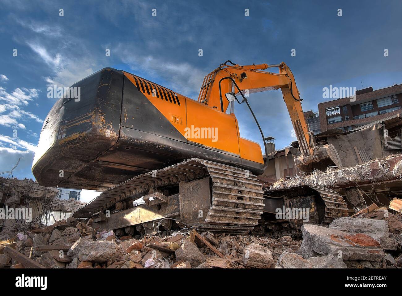 Demolition bulldozer working Stock Photo