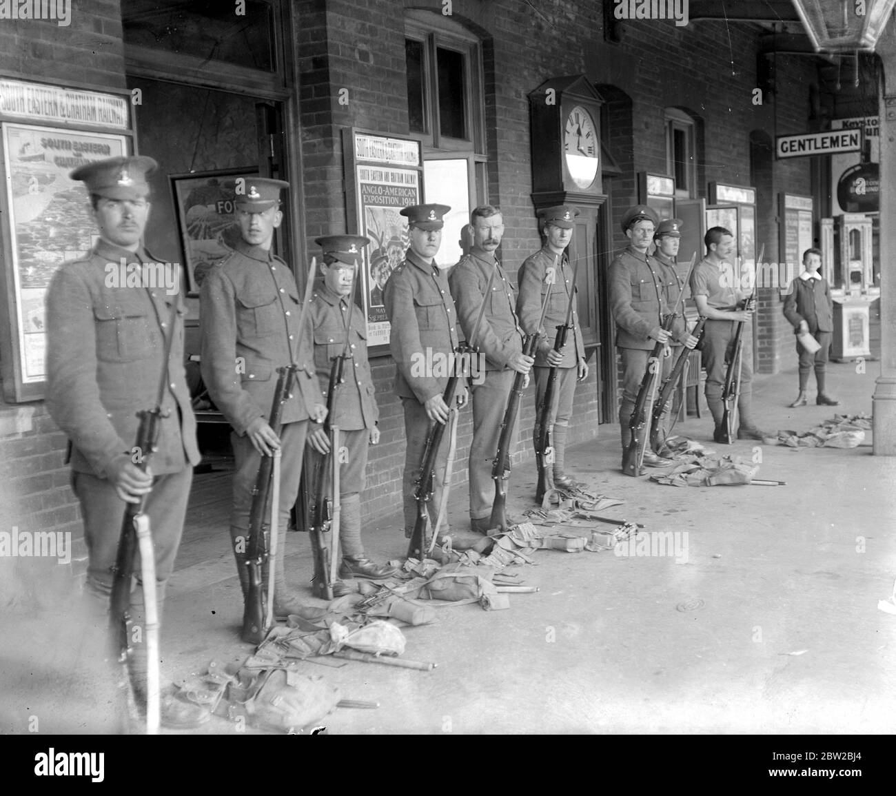 England's mobilisation. Royal Dublin Fusiliers at Rochester. Stock Photo