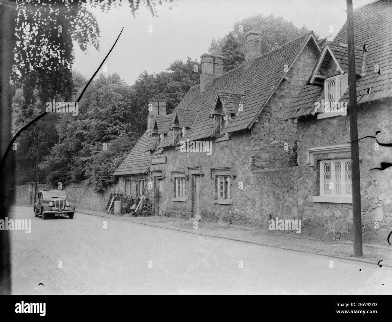 Old cottages in the village of Quorn , Leicester . 1939 Stock Photo