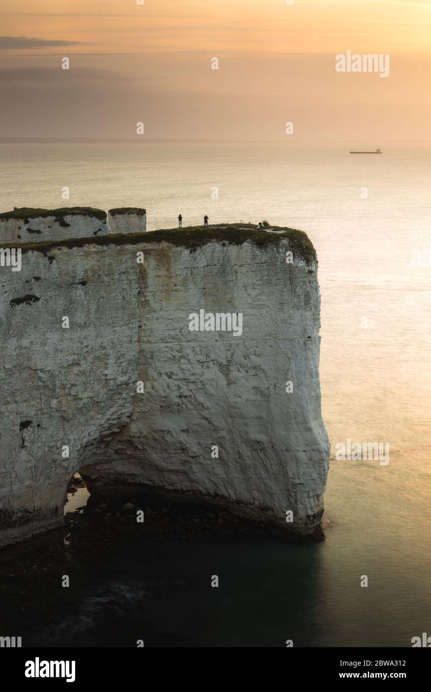 Old Harry Rocks Sunrise Stock Photo