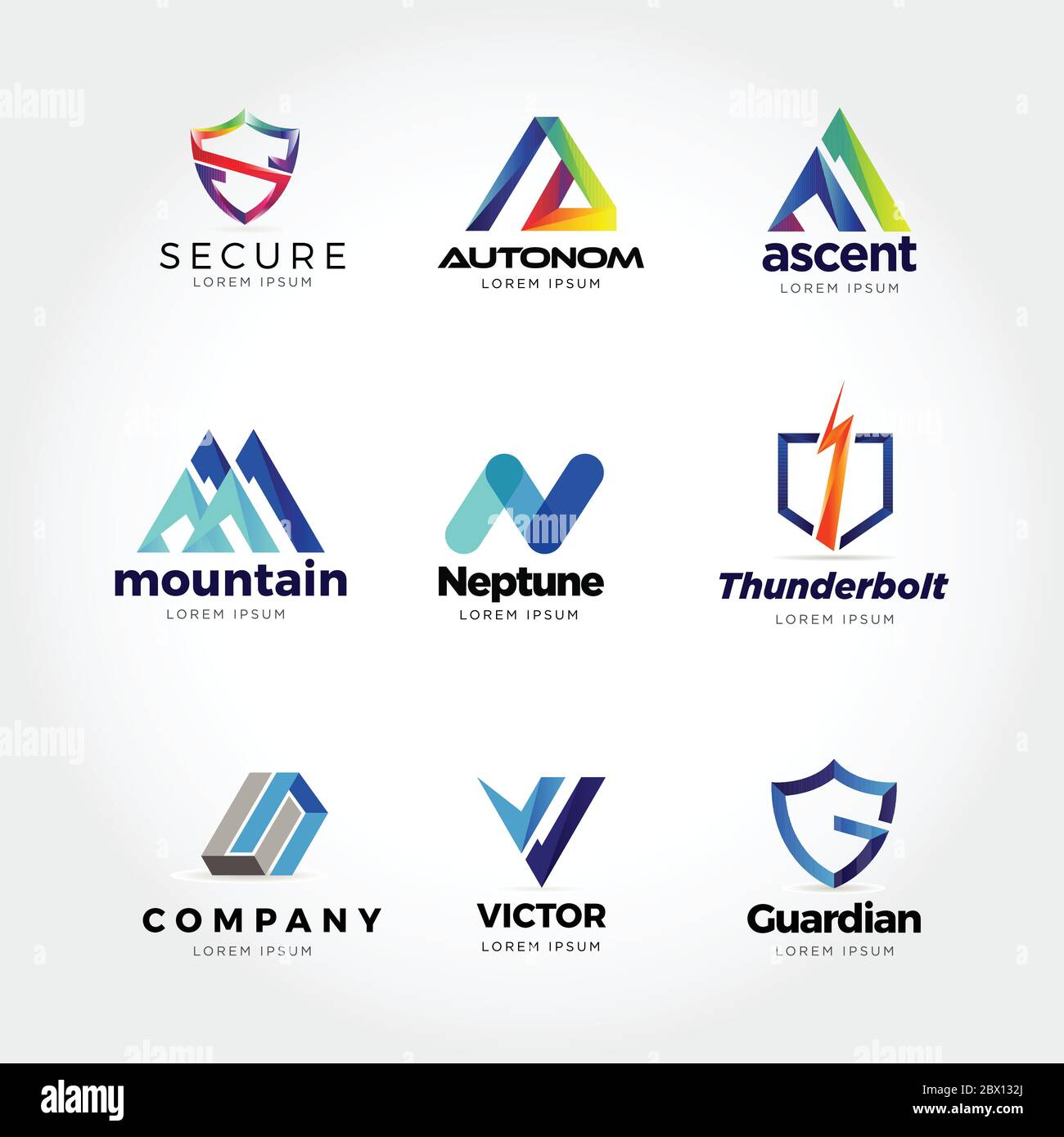 Colorful Logo Set Collection Template Sign Symbol Icon Stock Vector