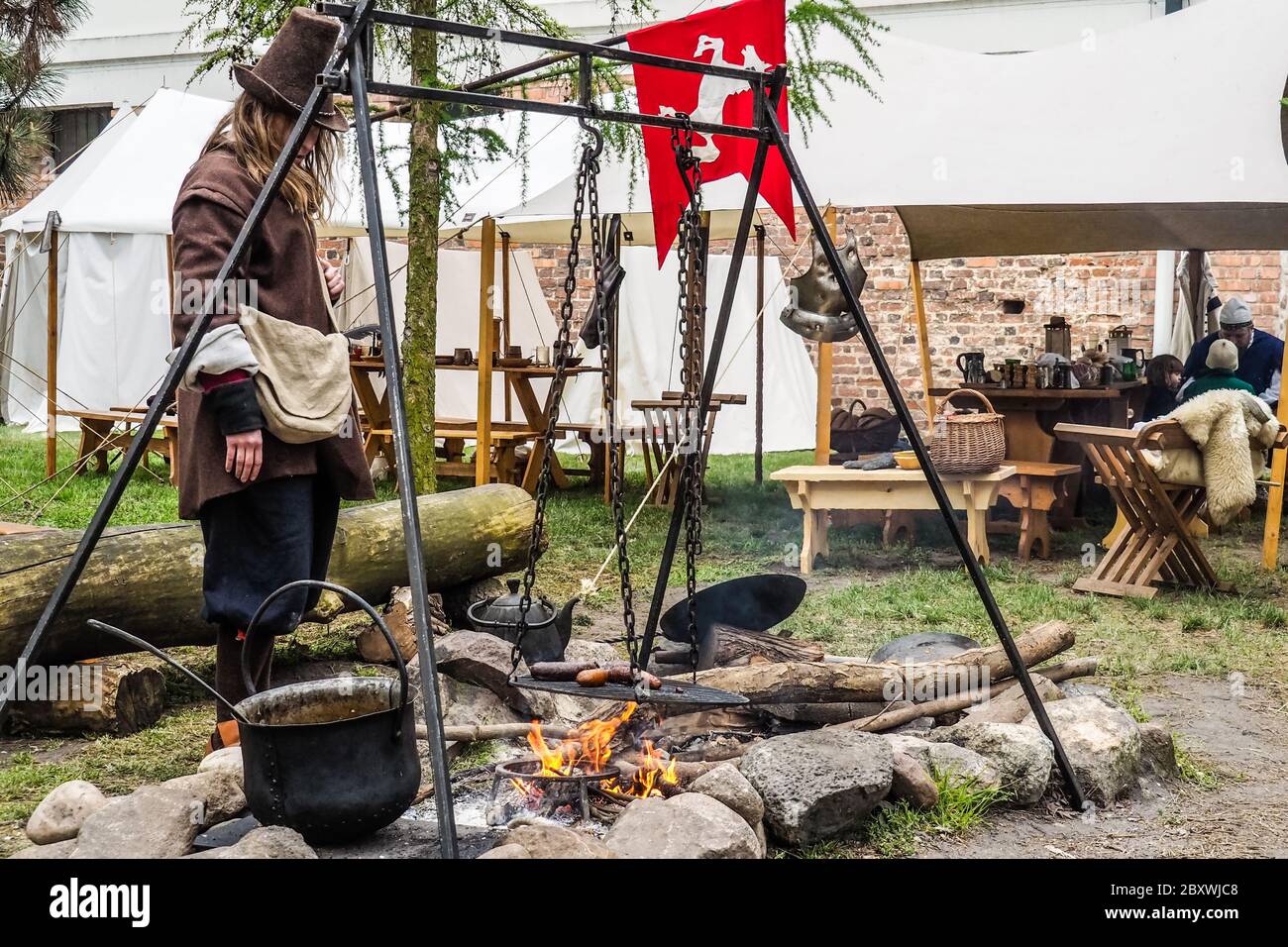 rest after the fight, reconstruction group Stock Photo