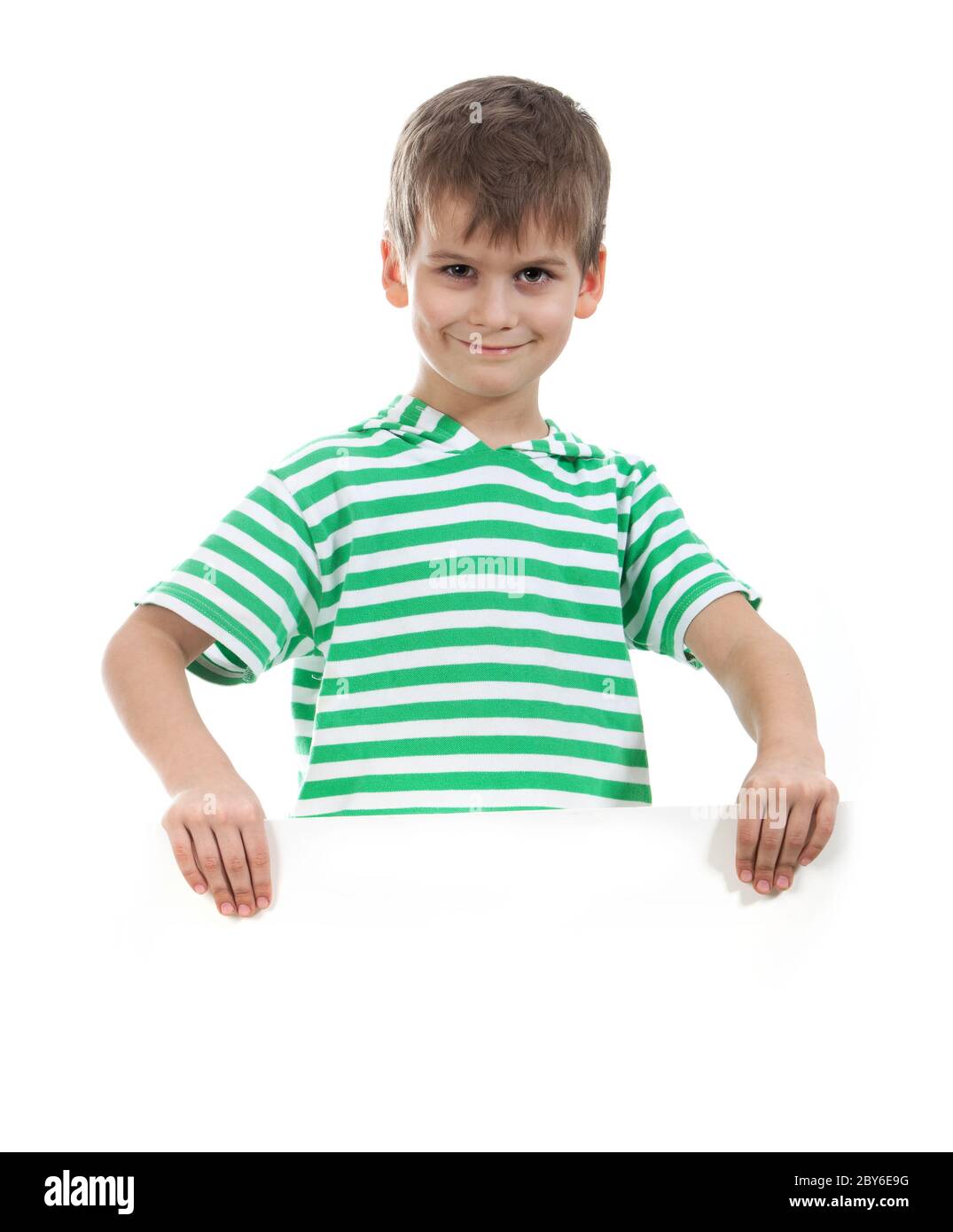 Boy holding a banner Stock Photo