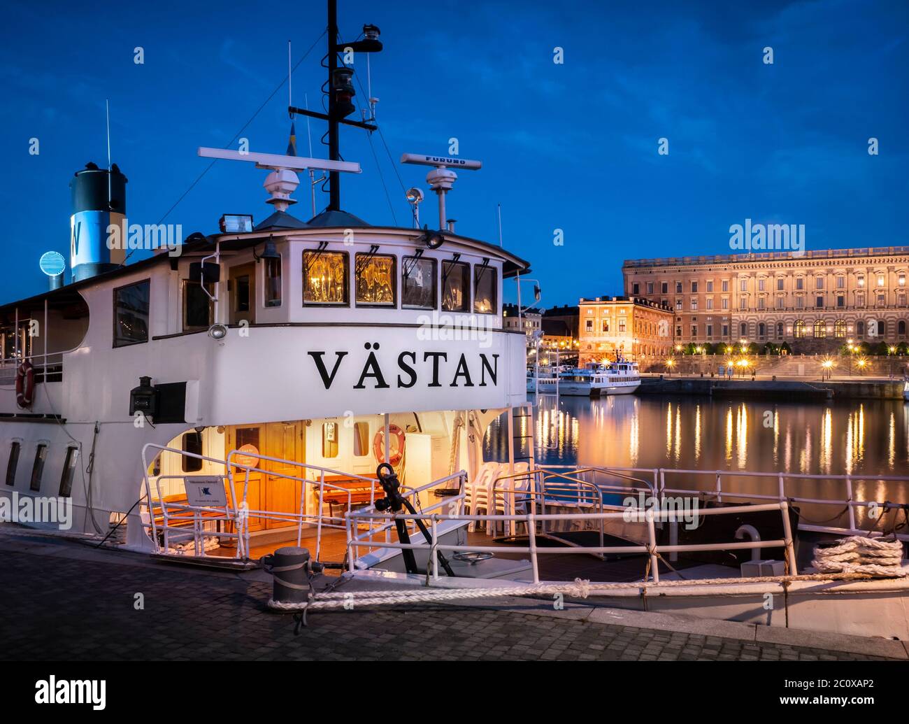 View of Stockholm city at night Stock Photo