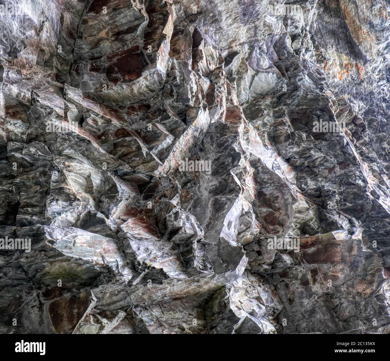 Quarried Rock Face Cumbria England Stock Photo